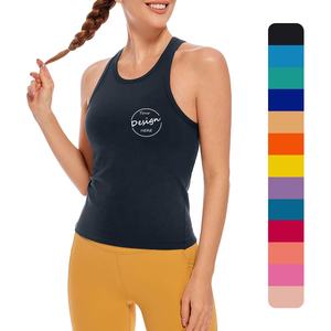 Vente chaude femmes Slim Fit Yoga Fitness gilet personnalisé 86% Polyester 14% Spandex extensible débardeur avec col côtelé élastique - Product Image 1