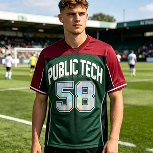 Customized High Quality Boxy Soccer Football Jersey Tee Mesh <b>100</b>% <b>Polyester</b> Summer Hip Hop Short Full Over Printed Men's T-<b>shirt</b> - Product Image 3