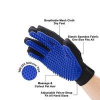 Gant de toilettage pour animaux de compagnie - Gant brosse anti-peluches doux - Gant efficace pour enlever les poils d'animaux - Outil de massage avec cinq doigts améliorés