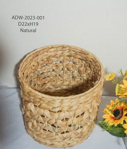 Cesta de jacinto de agua Bote de basura Cesta de almacenamiento redonda natural Papelera de reciclaje de basura tejida Venta caliente de Vietnam - Product Image 2