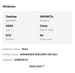 โมดูลหน่วยความจำ OEM DDR5 32GB 6000MHz C36 16x2 RGB พร้อม REG ECC สำหรับคอมพิวเตอร์เดสก์ท็อป มีสินค้าในสต็อก แรม DDR5 5600MHz สำหรับ DDR5 ที่ใช้งานร่วมกันได้ - Product Image 6