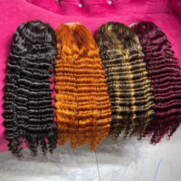 Wig Rambut Manusia Asli India 13x6 Tanpa Lem, Model Deep Curly Wave Burma, Wig Full HD Lace Front, Wig Rambut Virgin Brasil Alami