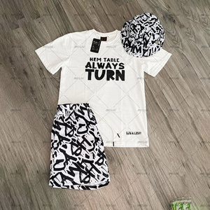 Ensembles de shorts d'été personnalisés pour hommes, survêtement à logo personnalisé, ensemble deux pièces à manches courtes, streetwear ample unisexe - Product Image 3