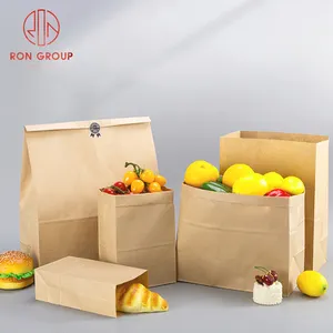 맞춤형 디자인 하이 퀄리티 음식 레스토랑 테이크 아웃 일회용 과일 야채 캐리 핸드백 크래프트 종이 가방