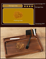 Plateau à rouler en noyer noir avec logo personnalisé, en bois pour feuilles à rouler