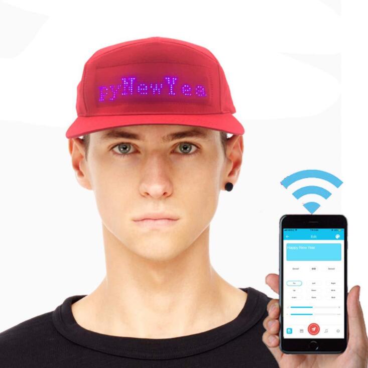 Обычай привел бейсбольную кепку дисплей сообщение Bluetooth редактируемое светодиодный индикатор холодного колпачки для вечеринки