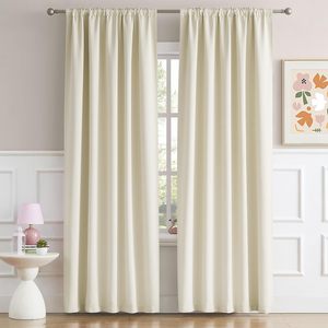 Classic Pleated Curtain Panel Solid Color Polyester Cotton Blackout Window Treatment for Living Room All-Season Use - Product Image 3