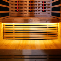Cabine de sauna infrarouge extérieure en bois d'épicéa carbonisé avec chauffage infrarouge lointain, vapeur de cèdre et douche intégrée