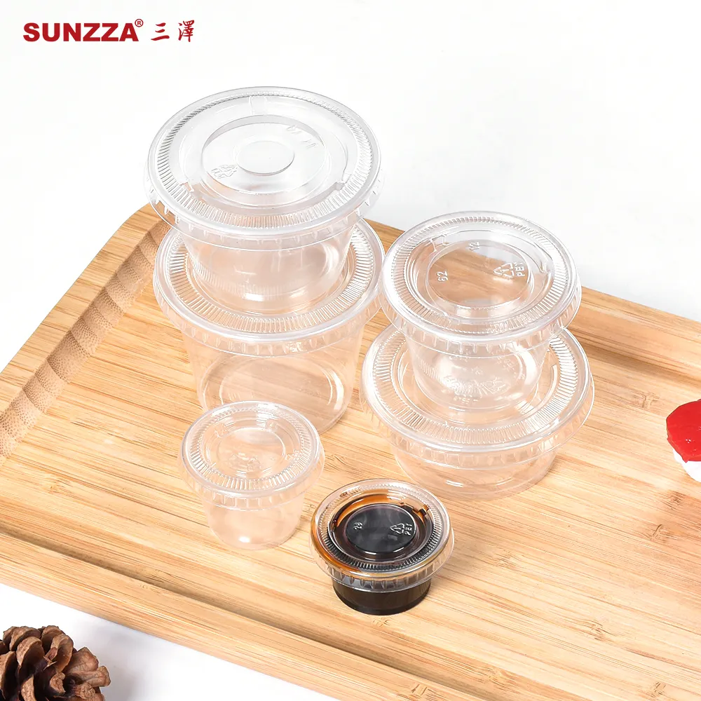Sunzzaカスタマイズテイクアウト12 3.25 45オンス使い捨てプラスチック醤油包装カップ前菜前菜プラスチック包装