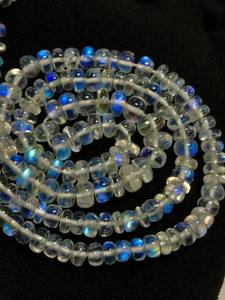 Piedra Lunar Arcoíris Genuina de Alta Calidad AAAAA, Hilo de 16 Pulgadas, Cuentas Lisas Pulimentadas, Fuego Azul Intenso, Tamaño 3.5-7.5 mm para Joyería - Product Image 4