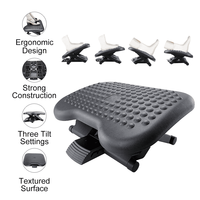 Repose-pieds carré noir en plastique ergonomique réglable en hauteur pour bureau, mobilier de bureau moderne, usage commercial, pré-assemblé