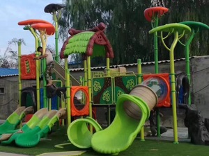 Parco giochi all'aperto con piante verdi scivoli tripli bambini giocano in sicurezza <span class=keywords><strong>divertimento</strong></span> impara a esplorare bene per i parchi - Product Image 6