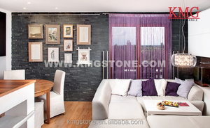 Revestimento De Parede De Pedra De Ardósia Natural Preto para Design De Blocos Exterior Estilo Chinês Resistência À Erosão Antiácida para Hotéis Villas - Product Image 3