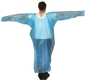 Disposable Waterproof Blue Color Adult PE Raincoat Rainsuit