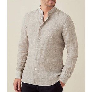 <span class=keywords><strong>Camicie</strong></span> da <span class=keywords><strong>uomo</strong></span> da lavoro in bianco a manica lunga <span class=keywords><strong>senza</strong></span> <span class=keywords><strong>colletto</strong></span> kaki di alta qualità - Product Image 1