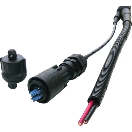 กลางแจ้ง 1.5mm2 2mm2 12 ไฟเบอร์ 2 ทองแดง Hybrid Connector ชุดสายเคเบิลสายไฟเบอร์ออปติกแพทช์