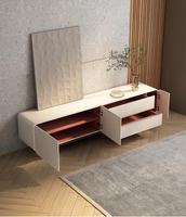 Meuble TV moderne de style européen pour salon, console multimédia cannelée en bois avec pieds métalliques, tiroirs et étagère, idéal pour chambre et appartement