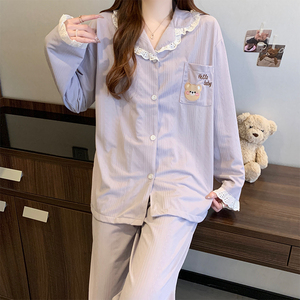 Phụ Nữ Của Phim Hoạt Hình Ngọt Ngào In Đồ Ngủ Mùa Xuân Mới Nhà Giản Dị Mặc Có Thể được Mặc Bên Ngoài Bộ Đồ Ngủ Phù Hợp Với Real Shot - Product Image 5