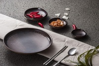 Assiette de service en mélamine bleue pour salade, collation, apéritif, fruits, barbecue, style coréen, incassable, réutilisable, pour restaurant