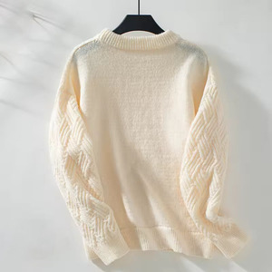 Cao Cấp 100% Cotton Người Đàn Ông Của Cáp Đan Mùa Đông Áo Thun Chống Nhăn Và Chống-Thu Nhỏ Phi Hành Đoàn Cổ Áo Len Với Mô Hình Phía Trước - Product Image 2