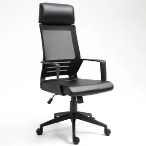 Wuye haute qualité noir dossier haut patron exécutif chaise pivotante ergonomique chaises de bureau en maille pu