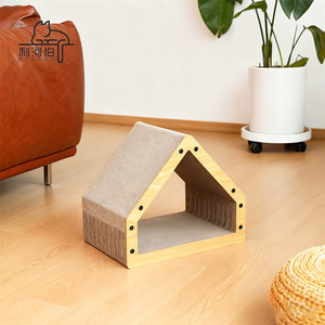 Arranhador de Gato Personalizado em Forma de Cabana de Madeira, Tipo Duplo Lado, para Gatinhos, Placa de Arranhar em Sisal para Treinamento e Afiação de Unhas - Product Image 2