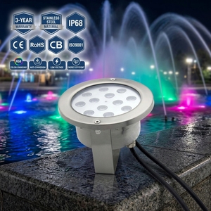 Projecteur LED <span class=keywords><strong>Submersible</strong></span> IP68 RGBW en Acier Inoxydable 12V avec Support Universel Compatible avec la Plupart des Buses de Fontaine <span class=keywords><strong>pour</strong></span> <span class=keywords><strong>Bassin</strong></span> Paysager - Product Image 1