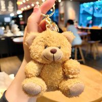 Adorable porte-clés en peluche ours de dessin animé, mini poupée en peluche douce, pendentif pour clé de voiture, accessoire de sac, cadeau pour filles