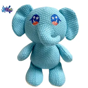 JOPARK Blue Elephant Crochet Animals Friend Doll Cute Plushies Stuff Toys Kids Bedding Gift Stuffed Animal PlushToys