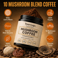 Mélange de poudre de champignons instantanée soluble dans l'eau, extrait personnalisé OEM de Crinière de lion, Reishi et Cordyceps pour mélange de café et de boissons