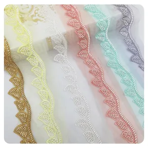 Hot selling funds clothing accessories free sample scarf clothes hat sequin beads chain beading lace lace trim embroidery