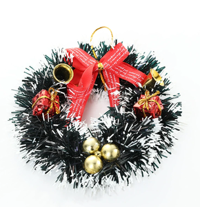 Guirlande de Noël miniature en plastique moderne de luxe, 12 cm, petite décoration d'arbre, à fixer au mur, ampoule dorée - Product Image 4