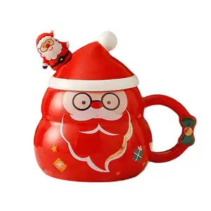 Beliebte Produkte Kaffeetasse Keramik Schneemann mit Deckel Löffel Bulk Dekoration Frohe Weihnachten Tasse