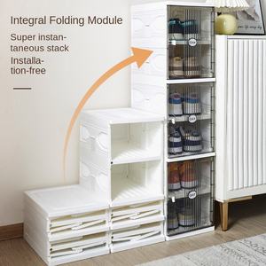 رف أحذية بلاستيكي حديث من طبقة واحدة مع درج كبير شفاف تخزين متعدد الطبقات سهل التركيب لا يحتاج إلى تجميع - Product Image 4