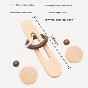 Jouet <span class=keywords><strong>d</strong></span>'intelligence Luban certifié Kongming en bois pour le jeu de <span class=keywords><strong>d</strong></span>éverrouillage de verrouillage Puzzle <span class=keywords><strong>d</strong></span>'évasion éducatif classique pour le plaisir de l'anneau magique - Product Image 4