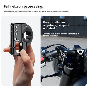 Cerradura de <span class=keywords><strong>casco</strong></span> de aleación de aluminio, llave antirrobo, contraseña de 3 dígitos, alta seguridad, portátil, ligero, cable de acero grueso de 5mm - Product Image 3