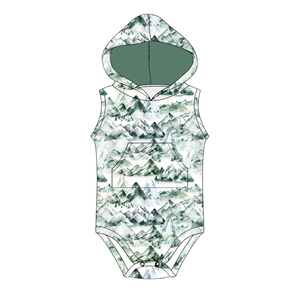 Mameluco sin mangas con capucha de seda de leche para bebé, body infantil personalizado con broches en la entrepierna - Product Image 1