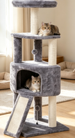 Arbre à chat écologique avec poteaux en papier, jouets et accessoires pour chats, emballé en carton, édition de Noël pour le jeu et le repos des chats