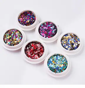 6 colores/set colorido Nail Art redondo lentejuelas decoración de uñas