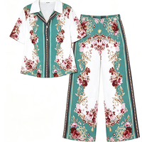 Ensemble de pyjama deux pièces élégant et confortable en satin 100 % coton à motif floral, séchage rapide, respirant, pour femme, vente en gros