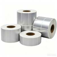Étiquette en PET mate de taille personnalisée, autocollante, en papier PET, autocollant en polyester argenté, 50x25, étiquette argentée en PET