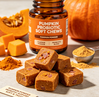 Friandises à mâcher molles probiotiques à la citrouille pour chiens – Soutien digestif, santé intestinale, diarrhée, aide à la régularité des selles – Tous âges – Durée de conservation : 2 ans