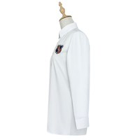 Kemeja Seragam Sekolah Lengan Panjang Putih Bahan Katun Twill Logo Kustom untuk Siswa SMA Putra dan Putri