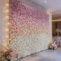 Dinding Bunga Buatan Gradasi Merah Muda Putih Mawar, Dinding Bunga Mawar Gradasi Merah, Dinding Bunga Hydrangea, Kartu Punch Merah