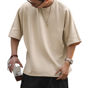 Qualité supérieure 100% coton hommes T-Shirt surdimensionné Boxy Hip Hop Style rétro Logo personnalisé tricoté Air coton Premium pour - Product Image 1