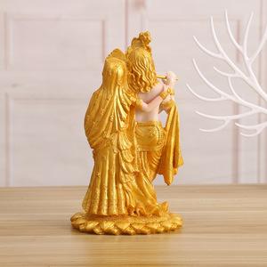 Phước lành một bức tượng màu của thần <span class=keywords><strong>krishna</strong></span>, bức tượng thần Ấn Độ nhựa gloden, bức Tượng điêu khắc <span class=keywords><strong>krishna</strong></span> trang trí 10.5*8*18.8cm - Product Image 2