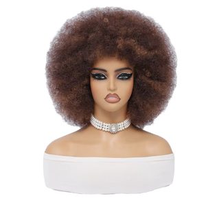 <span class=keywords><strong>Peluca</strong></span> Afro Rizada Negra Estilo Disco Hippie de los 70, Tamaño Pequeño, Material de Fibra Resistente a Altas Temperaturas para Mujeres Negras - Product Image 1