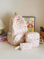 Sac à dos en nylon pliable grande capacité, imprimé nœud papillon noir, multi-poches, imperméable, avec fermeture éclair en polyester – Tendance et fonctionnel
