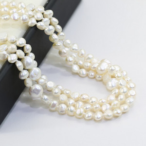 Collar de perlas largas irregulares barrocas de 5mm y 9mm, joyería al por mayor, collar en capas de perlas de agua dulce naturales reales - Product Image 3