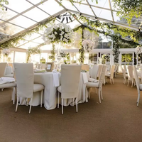 Tente de réception de mariage transparente avec structure en aluminium 15x40m pour 400 personnes, idéale pour événements extérieurs, avec toit en PVC transparent